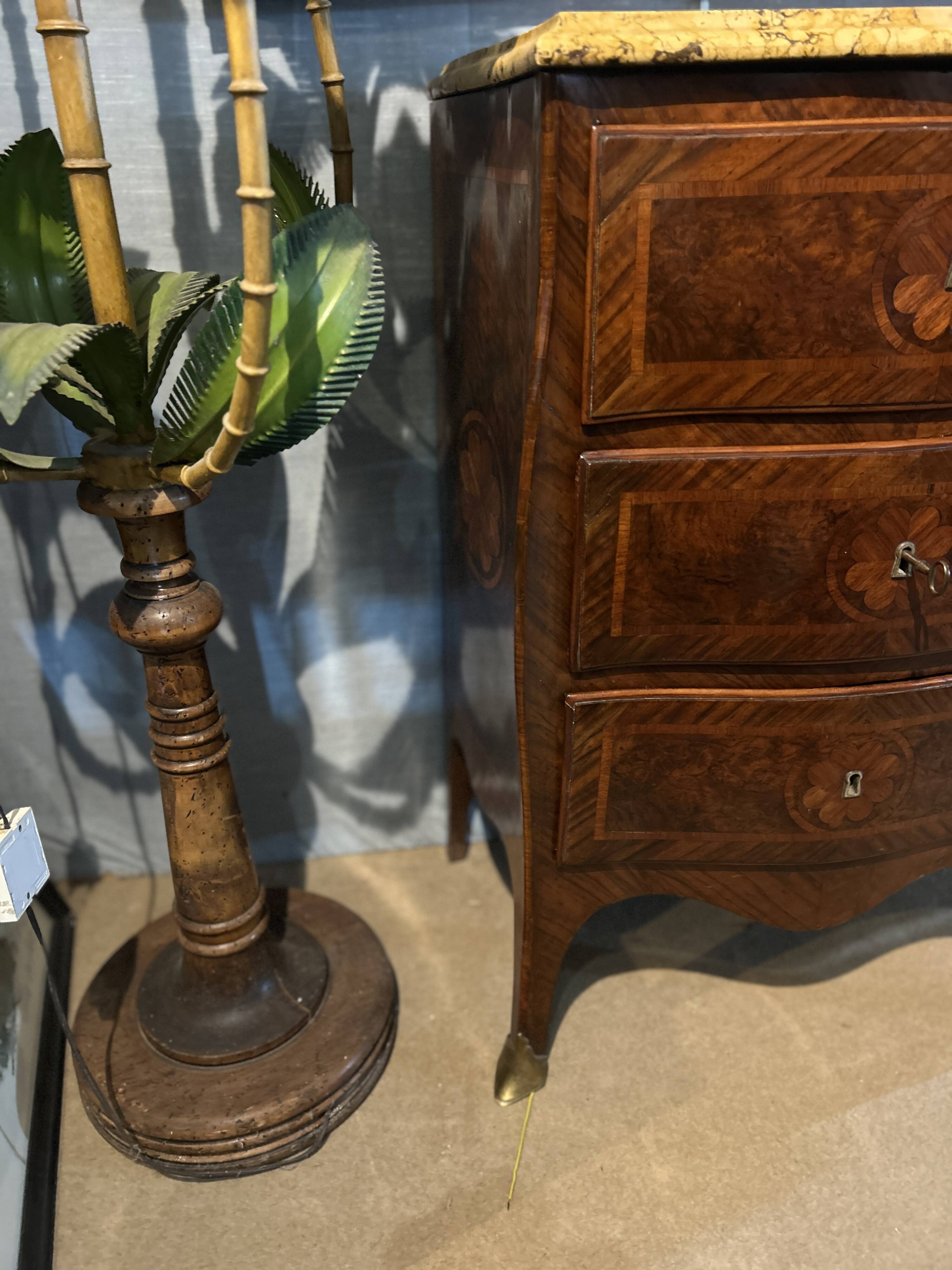Louis XV marquetry commode, curved.