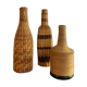Trio de bouteilles vintage corde et osier