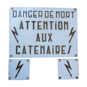 Plaque émaillée attention aux
