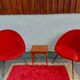 pair of vintage armchairs (red fur)