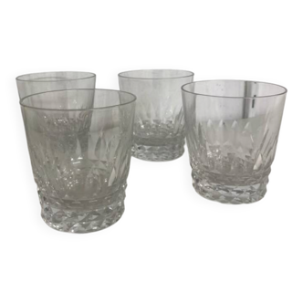 Set of 4 Baccarat crystal whisky glasses, Piccadilly pattern