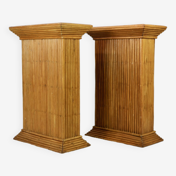 Pair of 60s rattan pedestals