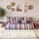 Multicoloured bohemian floor cushion – Handwoven striped recycled cotton