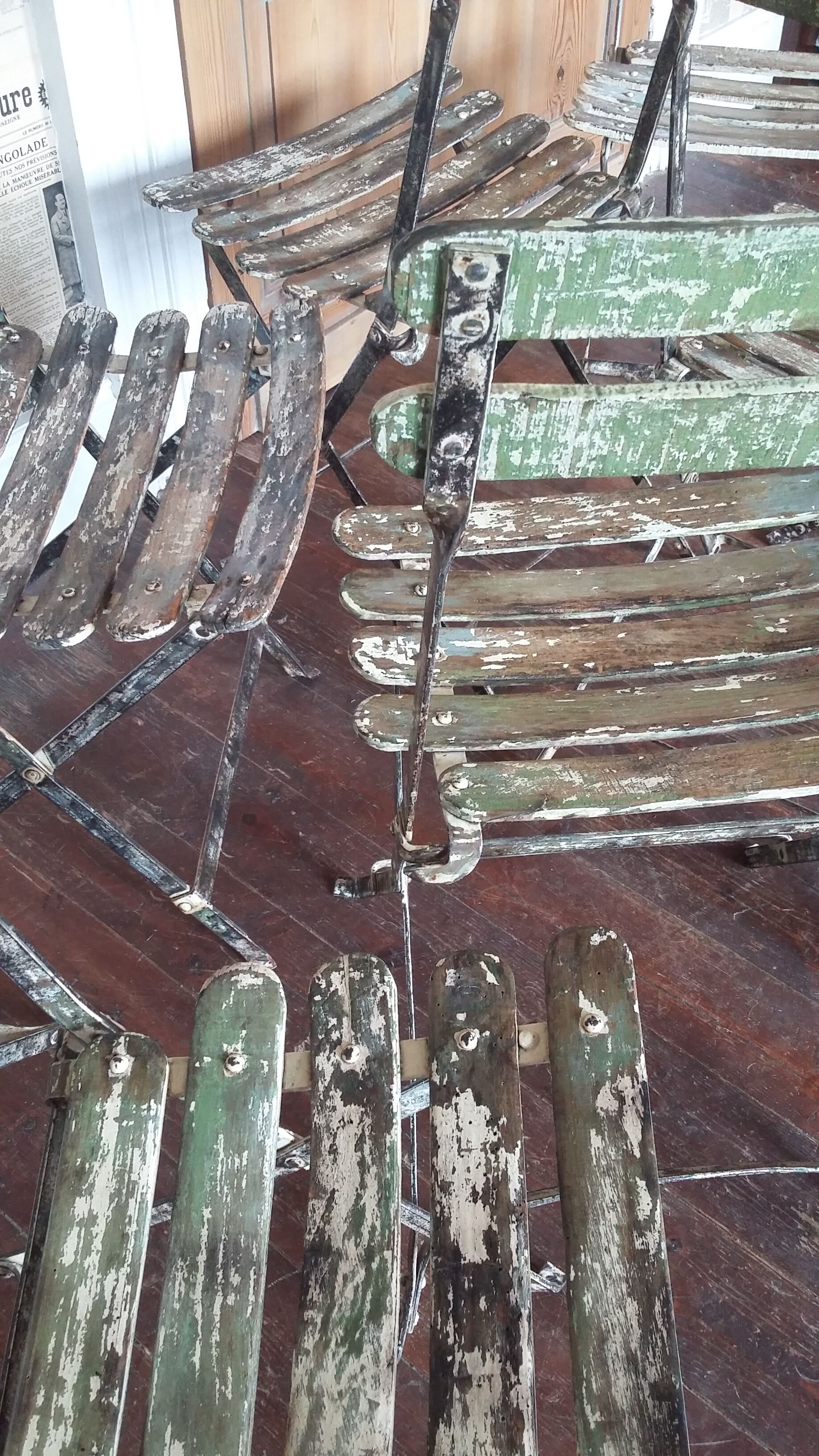 Set of 8 folding bistro / garden chairs fermob 1950