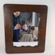 Czechoslovakian wall mirror with a wavy wooden frame, mid-century, 1940s