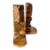 Vintage Marble Aztec Maya Bookends, 1950s