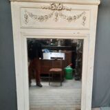 White painted wood paneling mirror