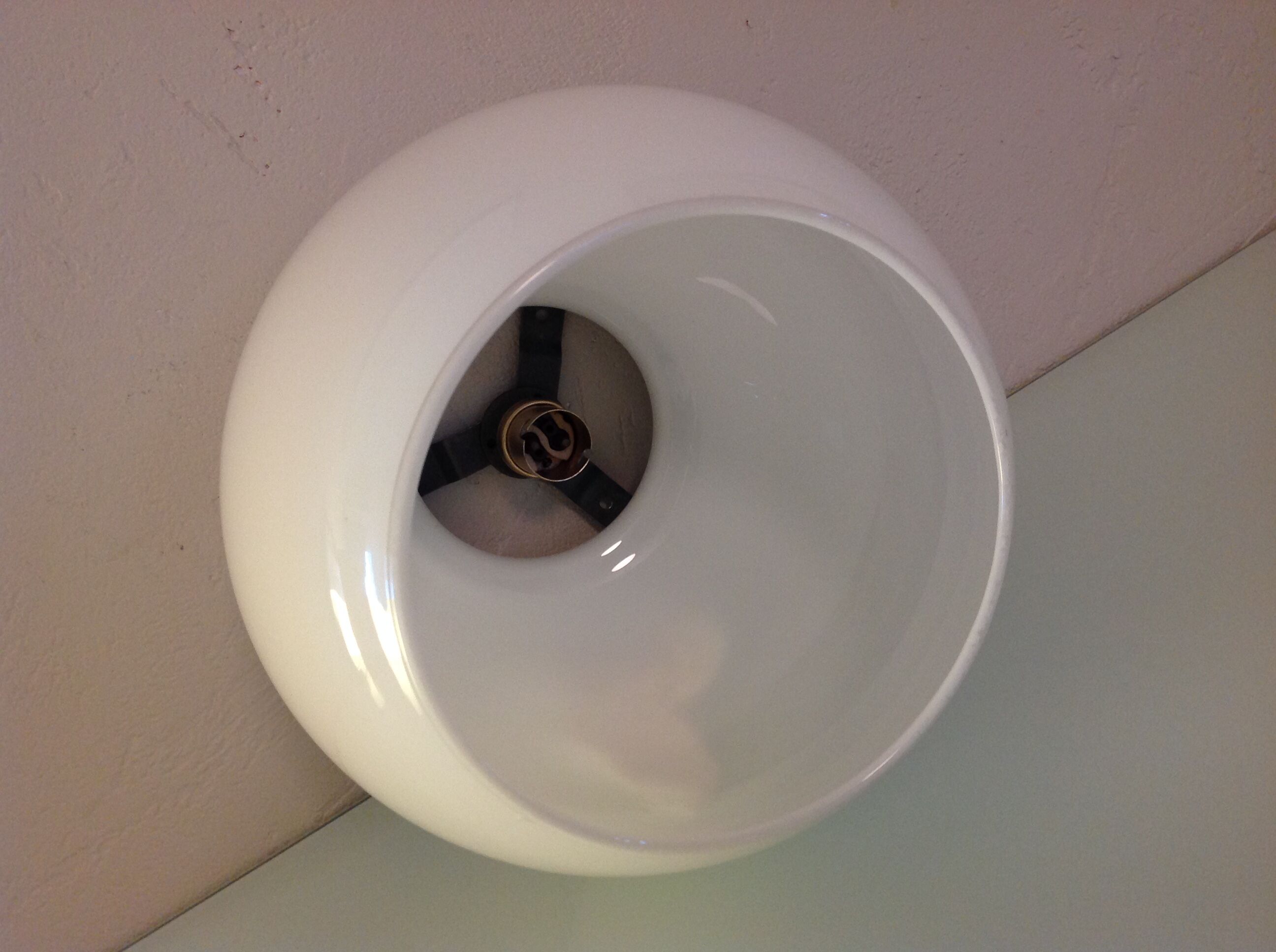 Ceiling light globe opened in opaline white vintage 60