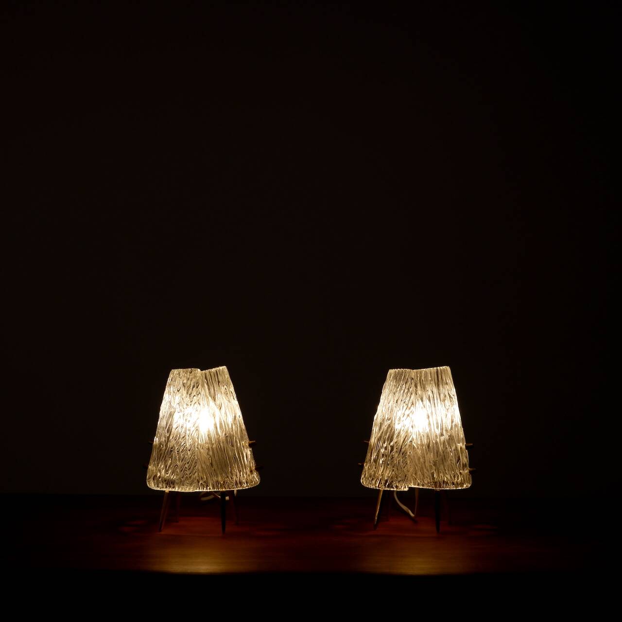 Pair of glass desk lamps by J.T. Kalmar
