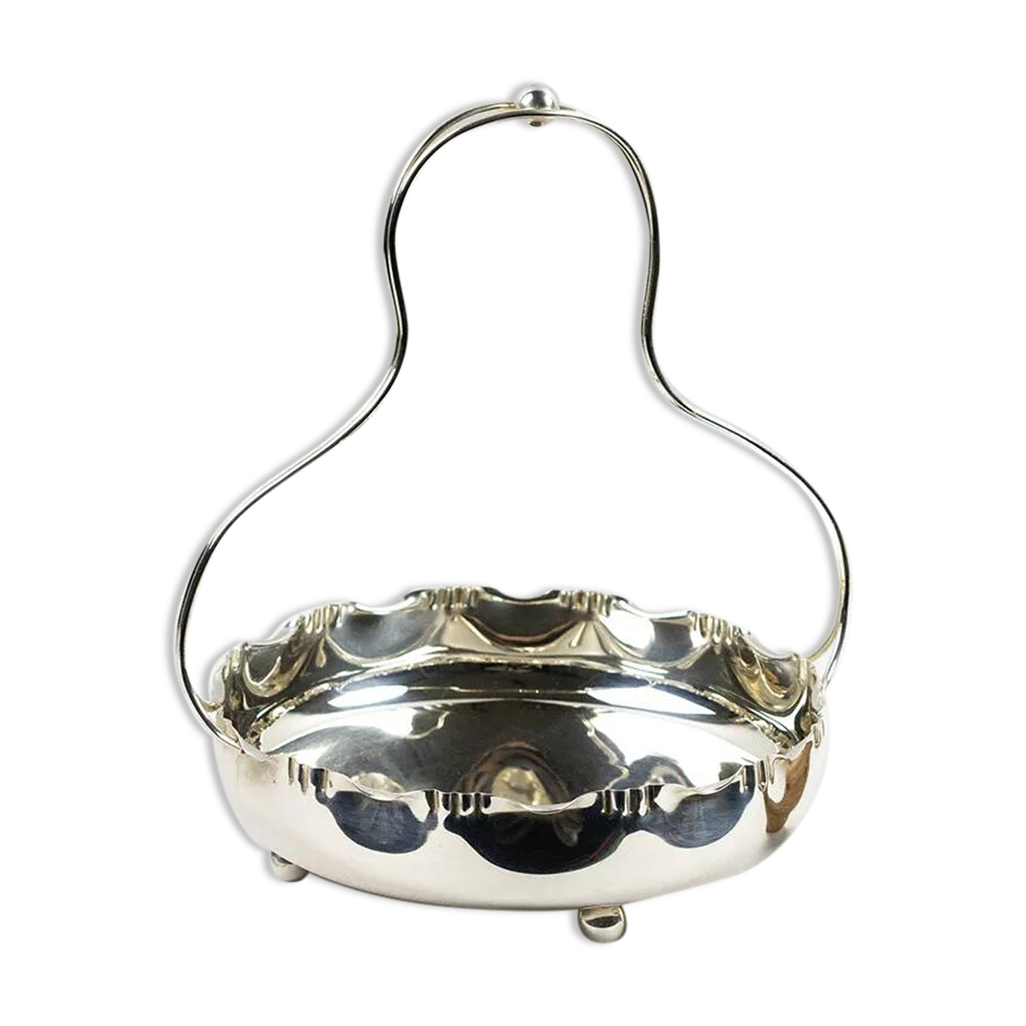 Hallmarked silver-plated metal centerpiece with handle