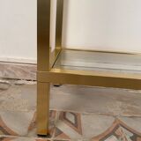 Bookcase in gilded metal and glass, Pierre Vandel Paris, circa 70