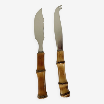 Bamboo handle cheese knives.