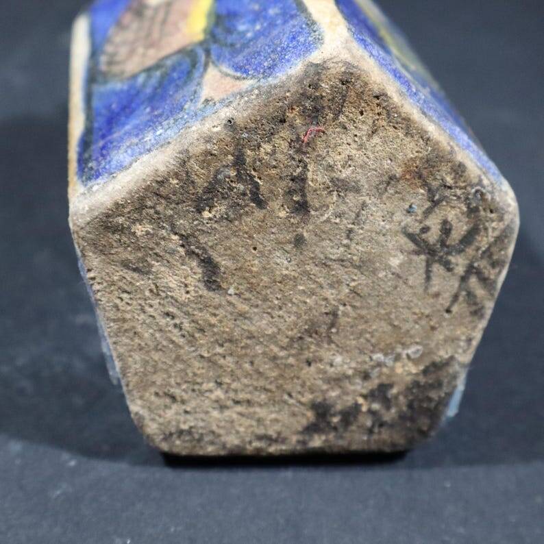 Antique Qajar Pottery Fish Vase Glazed Ceramic Hand Painted Antique Tea Bottle