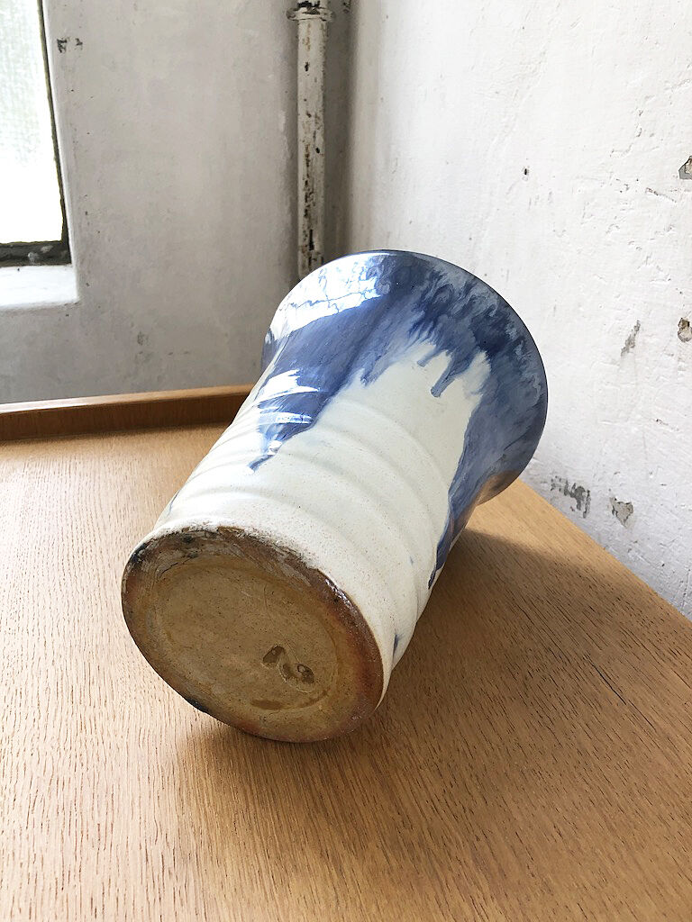 Blue and white enamel vase