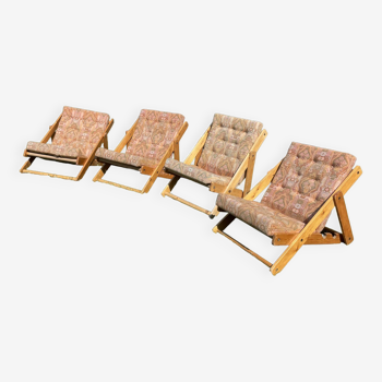 Lot of 4 pine deckchairs Fatöli Kontiki Ikea 1970