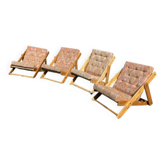 Set of 4 pine deckchairs Fatöli Kontiki Ikea 1970