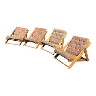 Lot of 4 pine deckchairs Fatöli Kontiki Ikea 1970