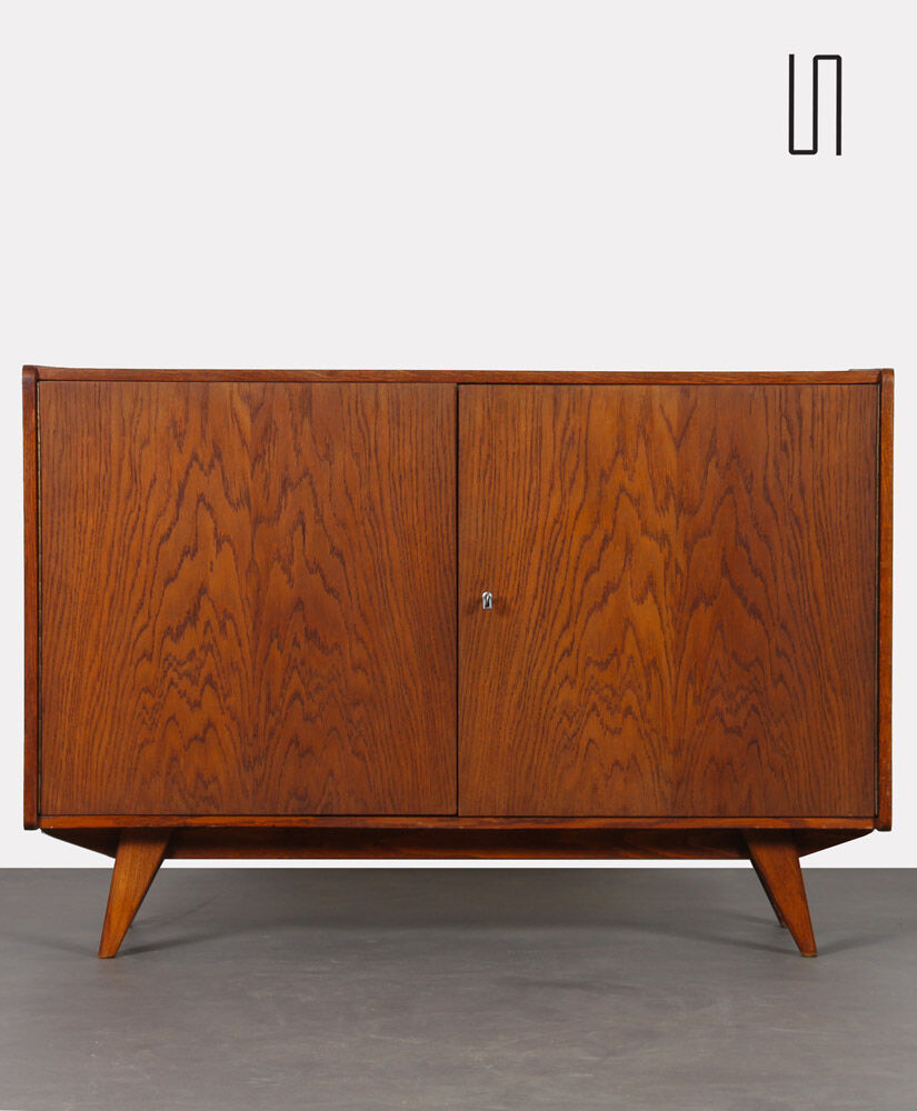Vintage dark oak chest of drawers by Jiri Jiroutek, model U-450, 1960