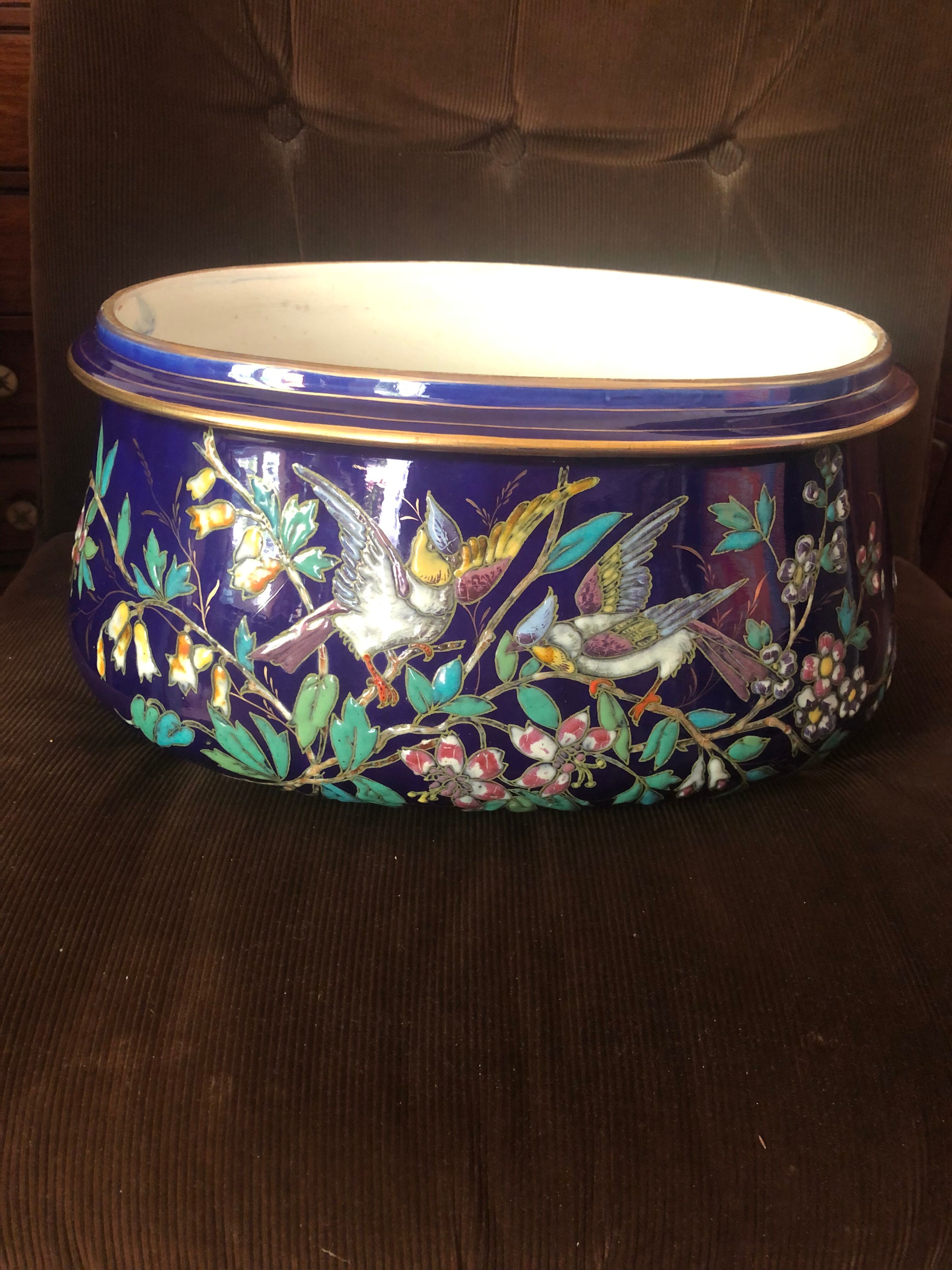 Planter signed Longwy late 19th