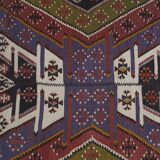 Ancient Turkish Anatolian Tribal Kilim, Geometric Organic Wool Kilim Rug