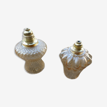 Pair of vintage amber glass globe suspensions