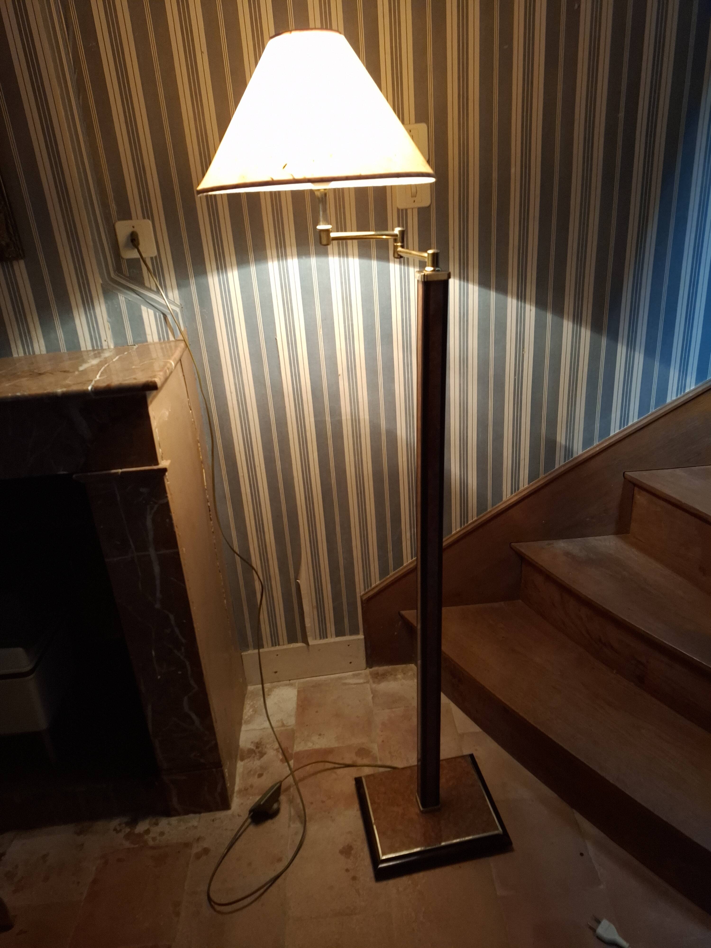 Floor lamp, vintage 80's reading light in elm burrier style, designed by robert de schuytener