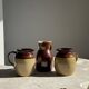 Large brown glazed stoneware jug Grès du Berry Made in France H19