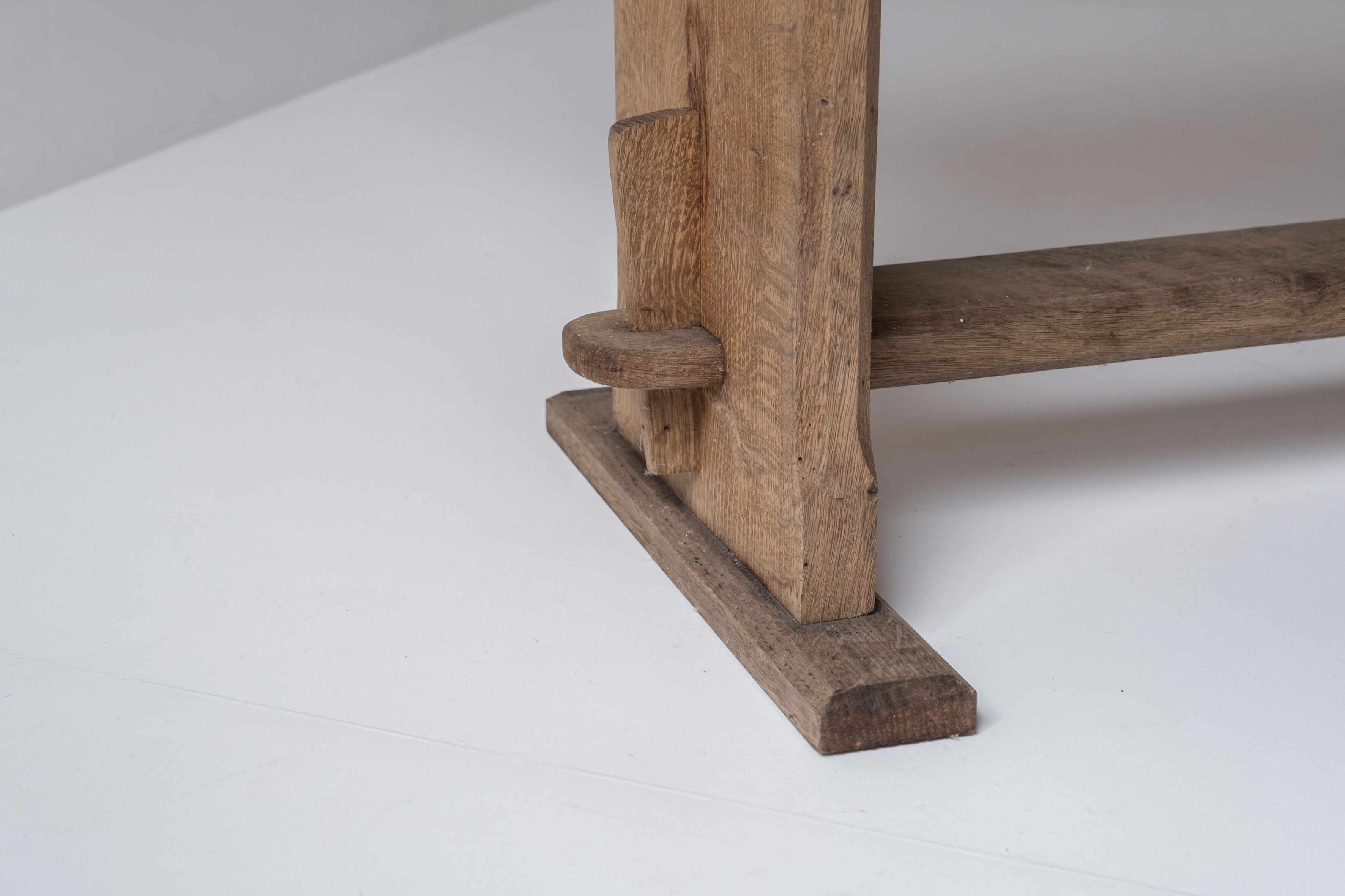 Rustic side table in elm from France, designed and handmade in the 1950s.