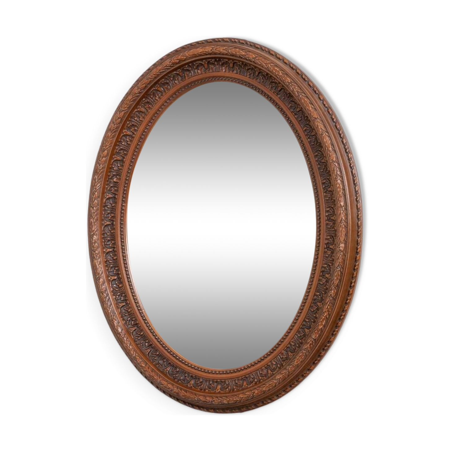 Miroir mural ovale vintage de design italien, années 1980