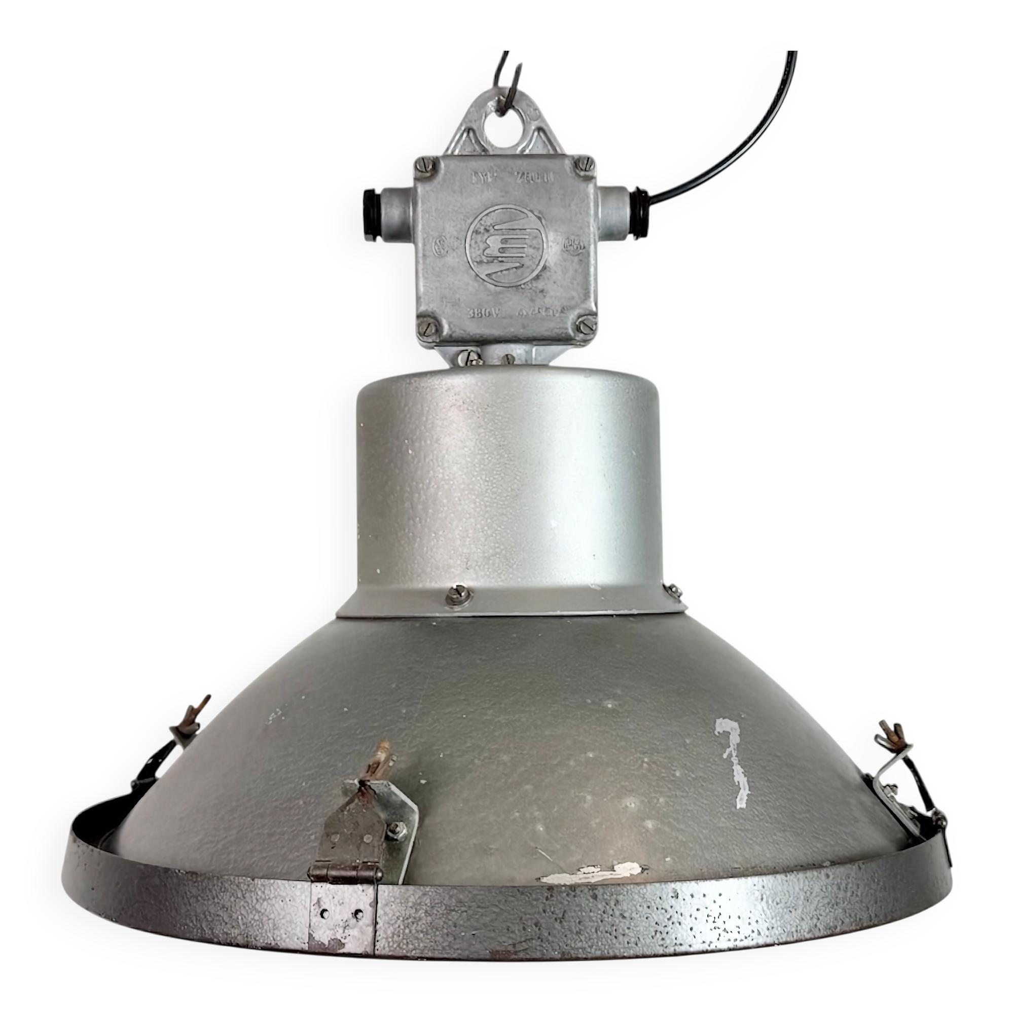 Industrial Grey Hammer Paint Pendant Lamp from Elektrosvit, 1960s