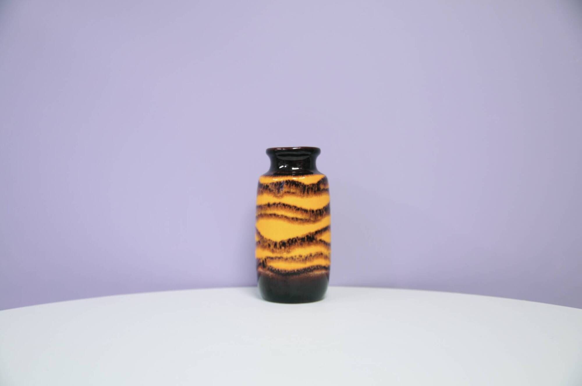 Brown & orange flamed West Germany vase