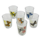 6 vintage butterfly glasses