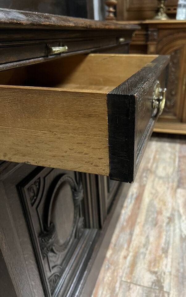 Blackened wooden sacristy sideboard from the Napoleon III period, circa 1850