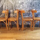 Set of 4 curved wooden bistro chairs