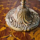 Bronze lamp painting on lampshade signed glass 47x28