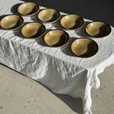 Set of 8 brown-rimmed stoneware deep plates Atelier Saint Simon D19.5