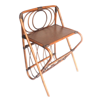 Table appoint chevet porte revue rotin
