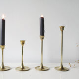 Lot 4 brass tulip candlesticks