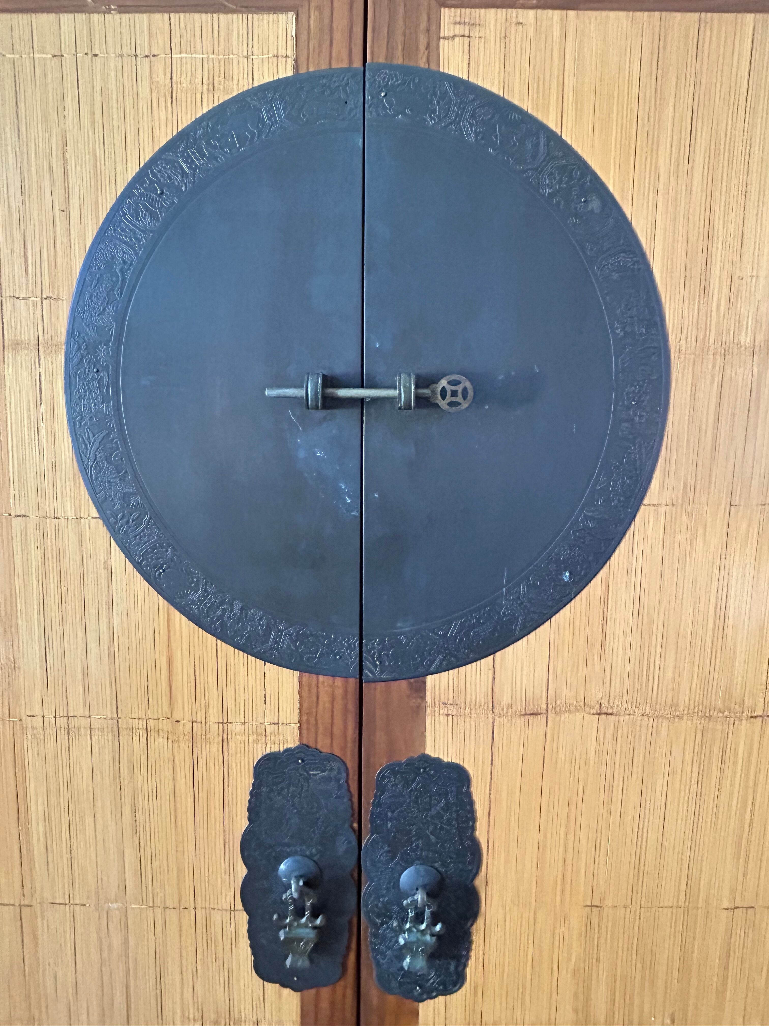 Rosewood, bronze and bamboo wardrobe La Maison Coloniale