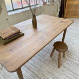 Beech and pine farmhouse table with spindle legs 170 cm