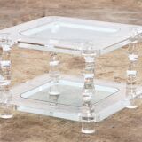 French Coffee Table Lucite and Glass Maison Romeo, 1970s