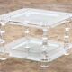 Table basse française Lucite et verre Maison Roméo, années 1970