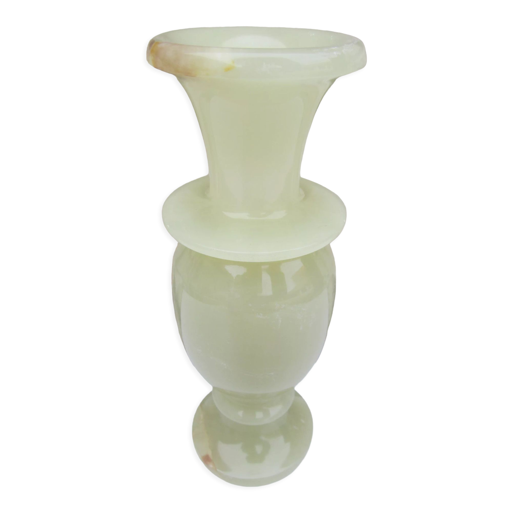 Vase in translucent natural stone of very light green color