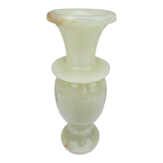 Vase in translucent natural stone of very light green color