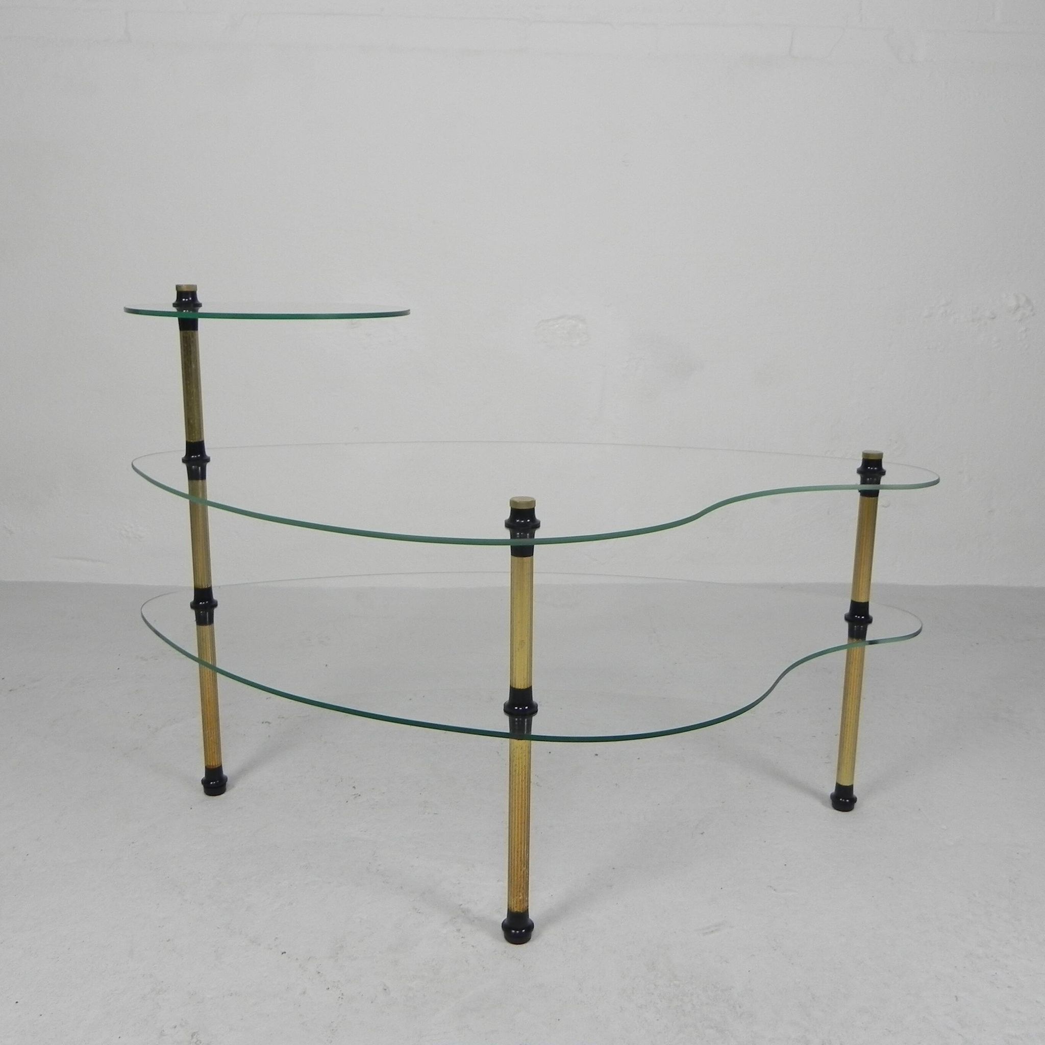 Etagere with 3 glass plates, kidney shape, 1950s