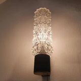 Black wall light with structured glass in Arlus style