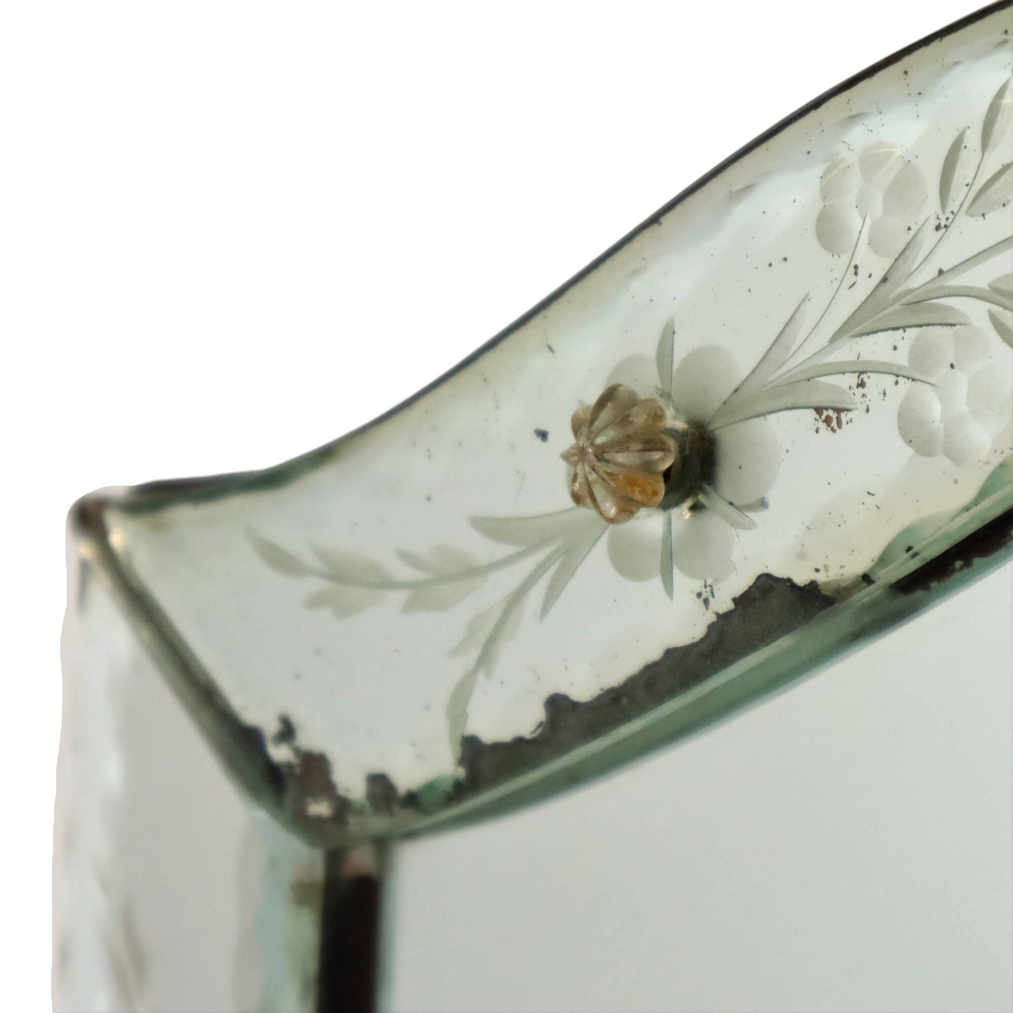 Antique Venetian Mirror Table Mirror Italian Etched ca 1900