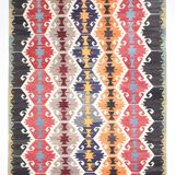 8x12 Multicolor Geometric Vintage Kilim Rug, 252x361Cm