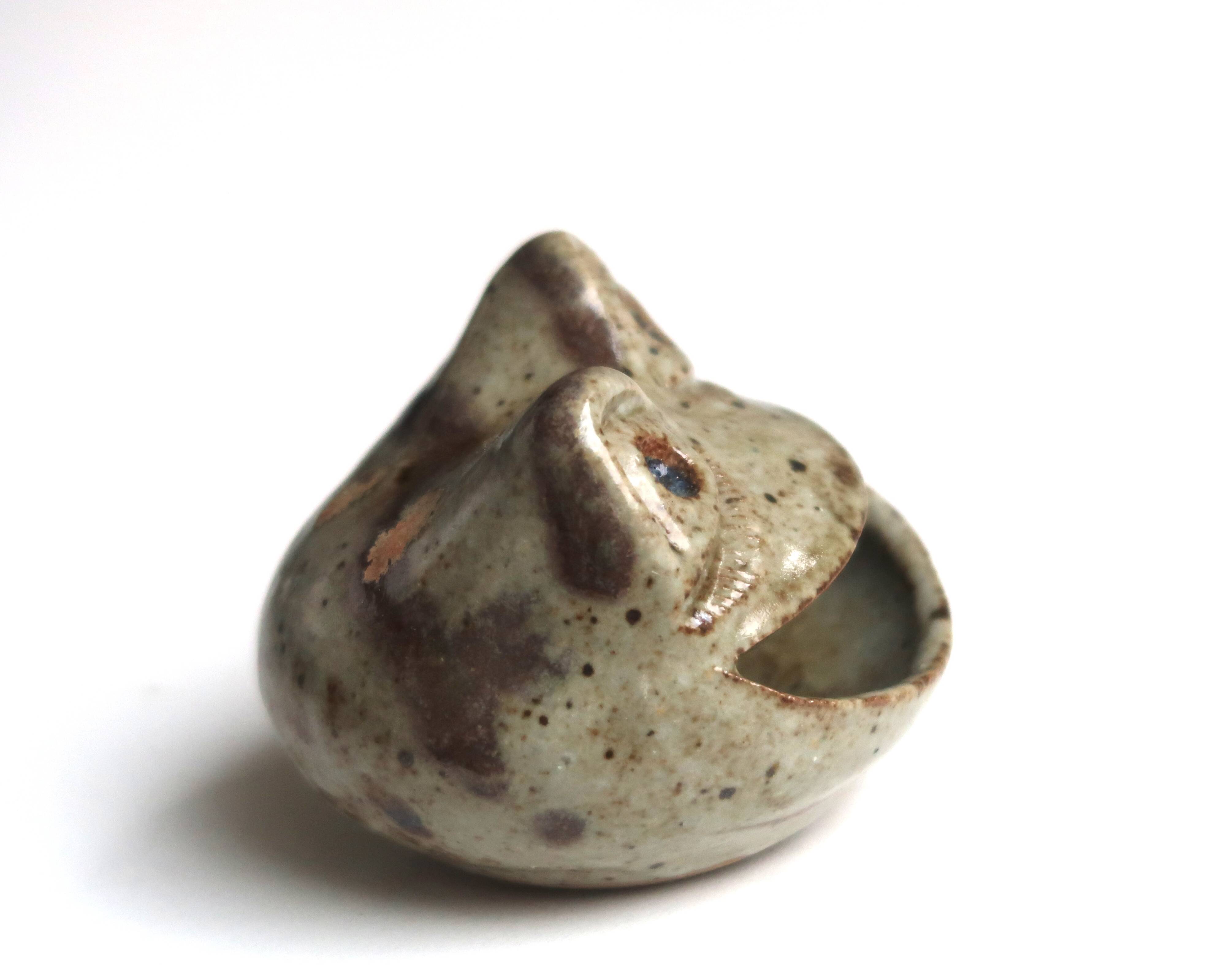 Ceramic ashtray by Annie Maume, frog head, 1960s.