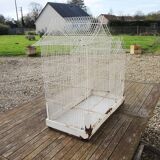 Antique Large White Metal Bird Cage
